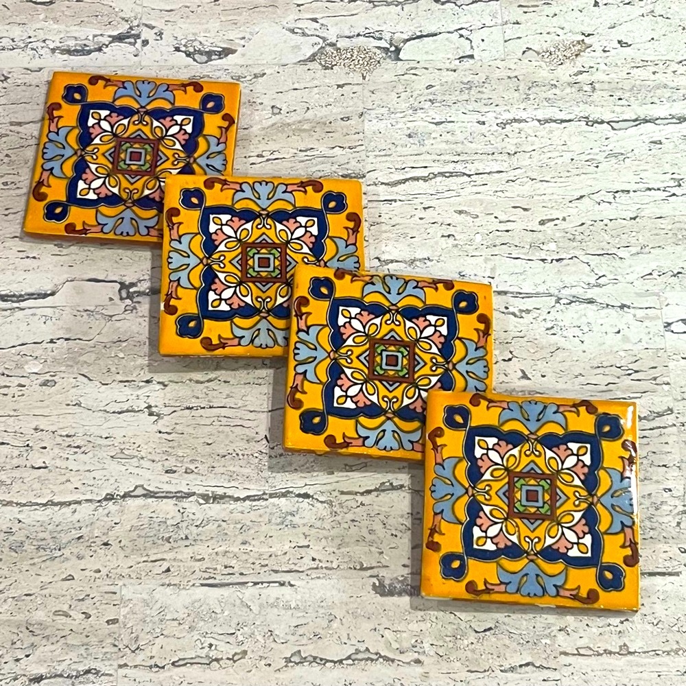 SALE! 4 gorgeous western art tile coasters. Natural stone w/ a beautiful design